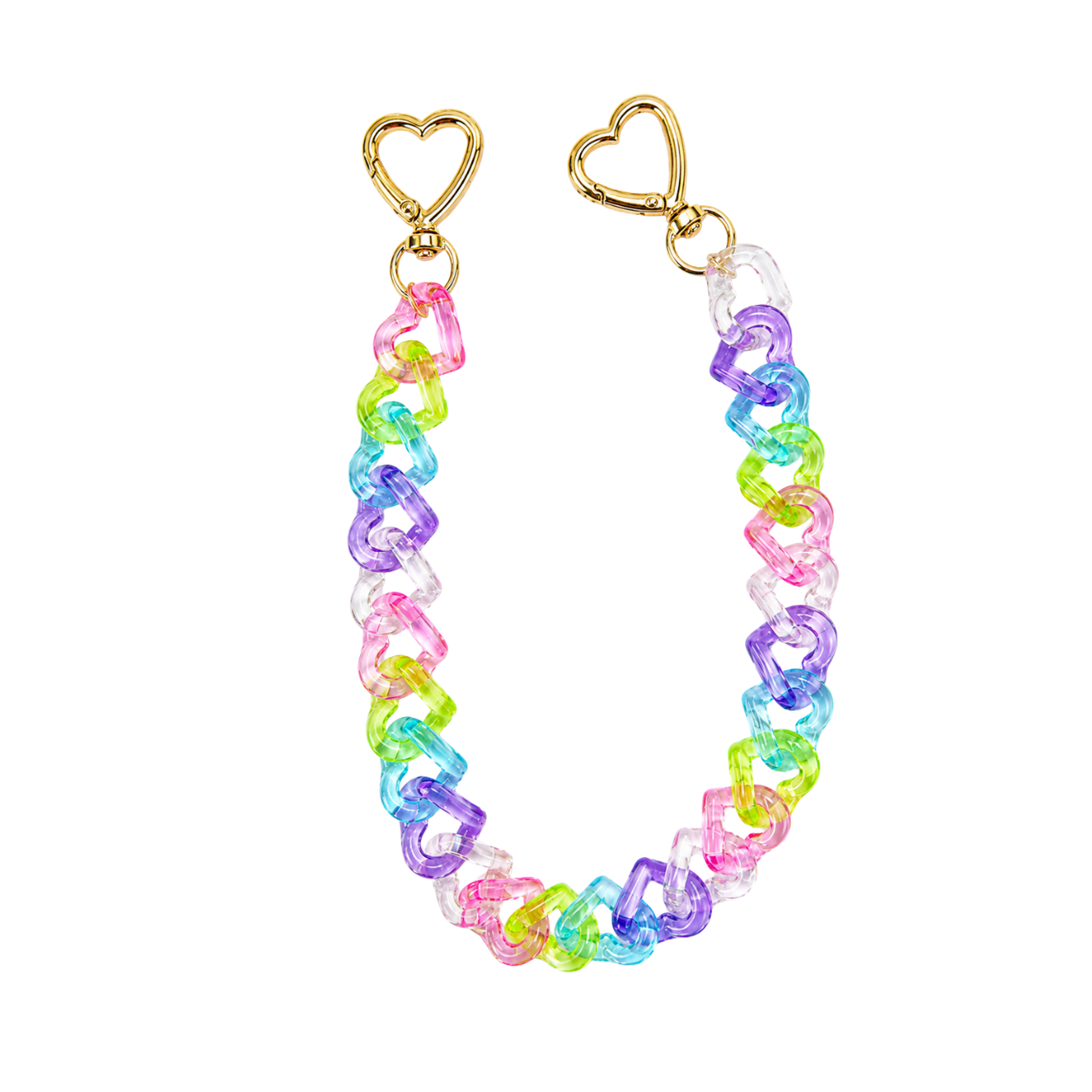 Rainbow hearts bag chain